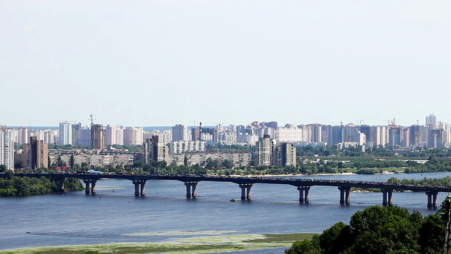 View on Paton's bridge. Kiev, Ukraine.