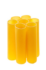 Italian cannelloni pasta tubes isolated over white background.