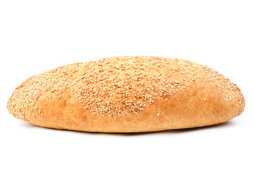 whole bread with sesame isolated on white background
