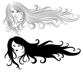 Set of a girls with a long hair.