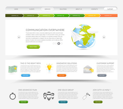 Web design template with colorful icons