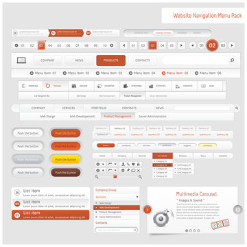 Web design navigation menu pack (red)