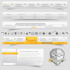 Web design navigation set with icons set