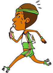 Side view of boy running