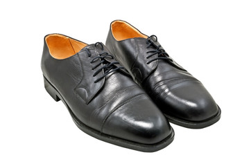 pair of man's black shoes