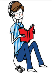 Side view of boy listening music