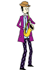 Close-up of man playing saxophone