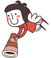 Side view of boy flying