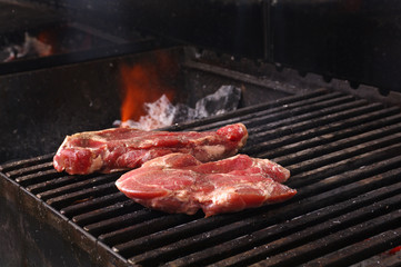 Sirloin steak prepared on the barbecue grill.