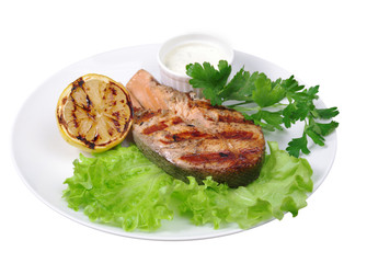 Grilled salmon steak