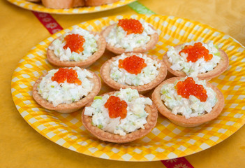 Tartlet with red caviar