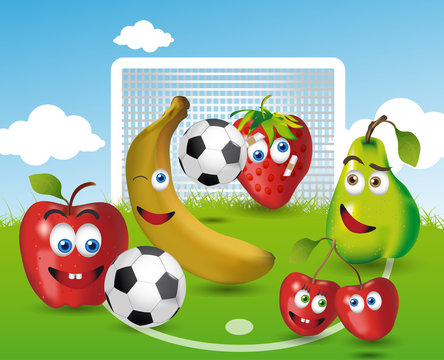 FRUTAS DIVERTIDAS JUGANDO AL F&Uacute;TBOL