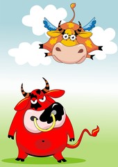 Cow and bull