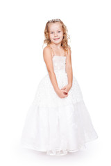 Fototapeta premium pretty little girl in beautiful white dress