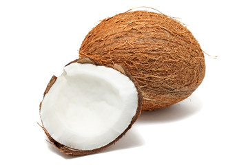 Coconut on white background