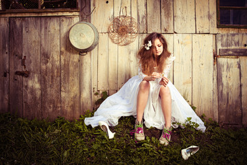 lonely bride at one with their life problems.