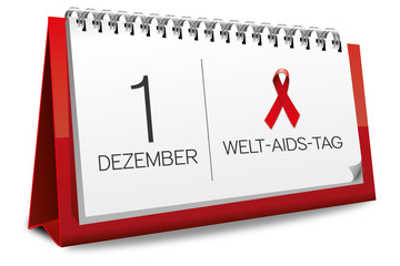 Kalender rot 1 Dezember Welt-AIDS-Tag Aids AIDS-Schleife