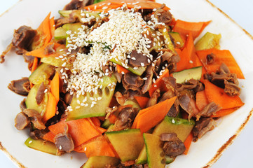 vegetables and  meat