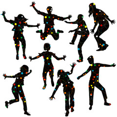 Children playing, kids made of circles