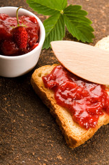Wild strawberry jam with toast