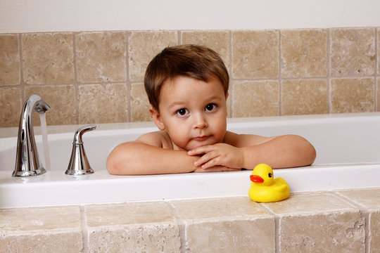 bath time with rubber ducky