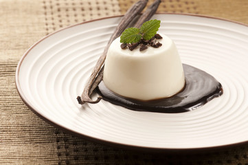 Panna Cotta with chocolate and vanilla beans