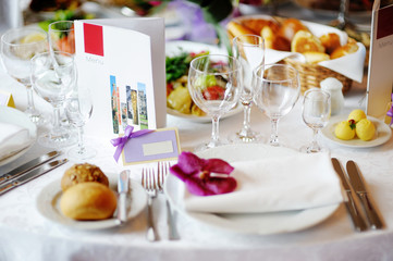 Empty place card on a fancy festive table