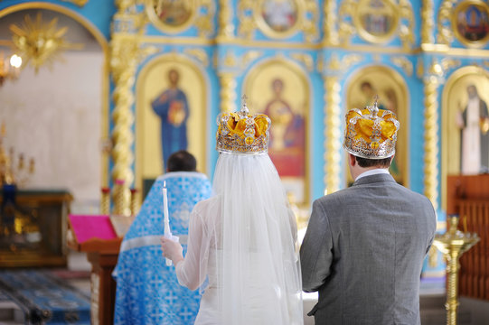 Bride And Groom In An Orthodox Wedding Ceremony