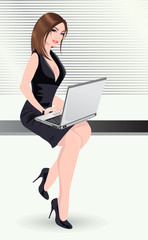 Sexy business woman, vector illustration