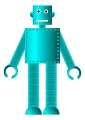 Photo sur Plexiglas Robots Robot en métal bleu sur blanc
