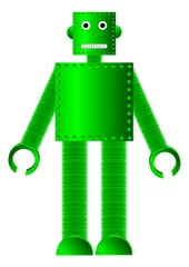 Poster Groene metalen robot op wit © konstan