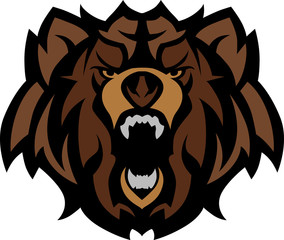 Bear Grizzly Mascot Head Graphic