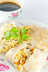 Thai dessert made from rice flour, steamed and cooked through