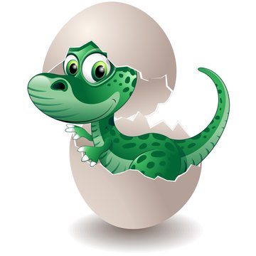 Dinosauro Cucciolo in Uovo-Baby Dinosaur on his Egg-Vector