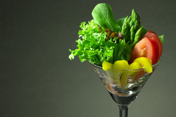 Fresh salad in cocktail glass