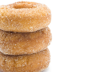 積み重ねたドーナツのアップ