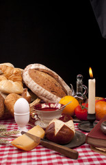 Old fashioned lunch wtih bread and buns