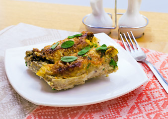 Baked meat rolls with stuffing