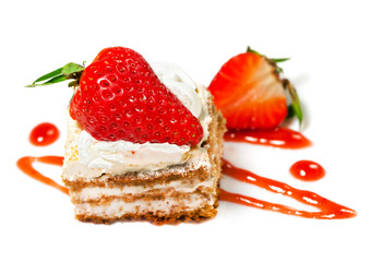 Sweet cake with strawberry