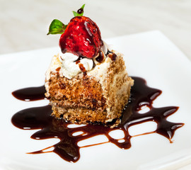 Sweet cake with strawberry