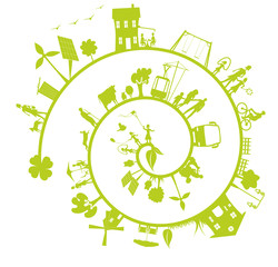 scène de vie dans un monde écologique