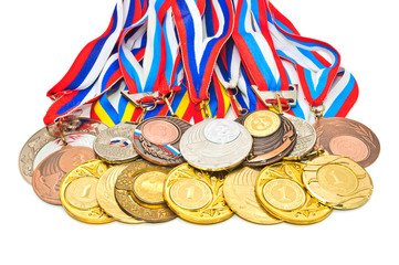 Sports Medal of the Russian Federation. Isolated on white backgr