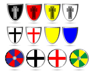 Set of color medieval  shields