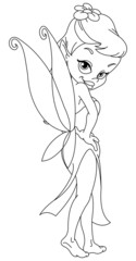 Outlined beautiful fairy
