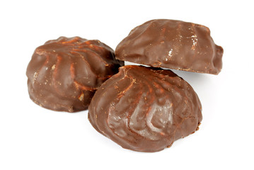 souffle in a dark chocolate on white background