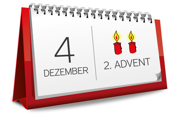 Kalender rot 4 Dezember 2. Advent Kerze
