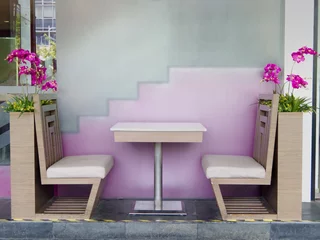 Foto auf Alu-Dibond Table and chair in restaurant © imecca