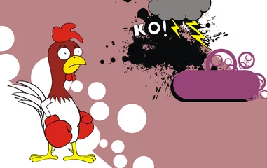 Fotobehang funny Rooster boxing cartoon background in vector format  © MARCO HAYASHI