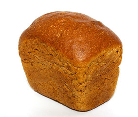 loaf of whole rye bread isolated