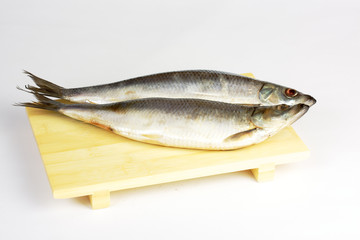 Salted herring isolated on the white background